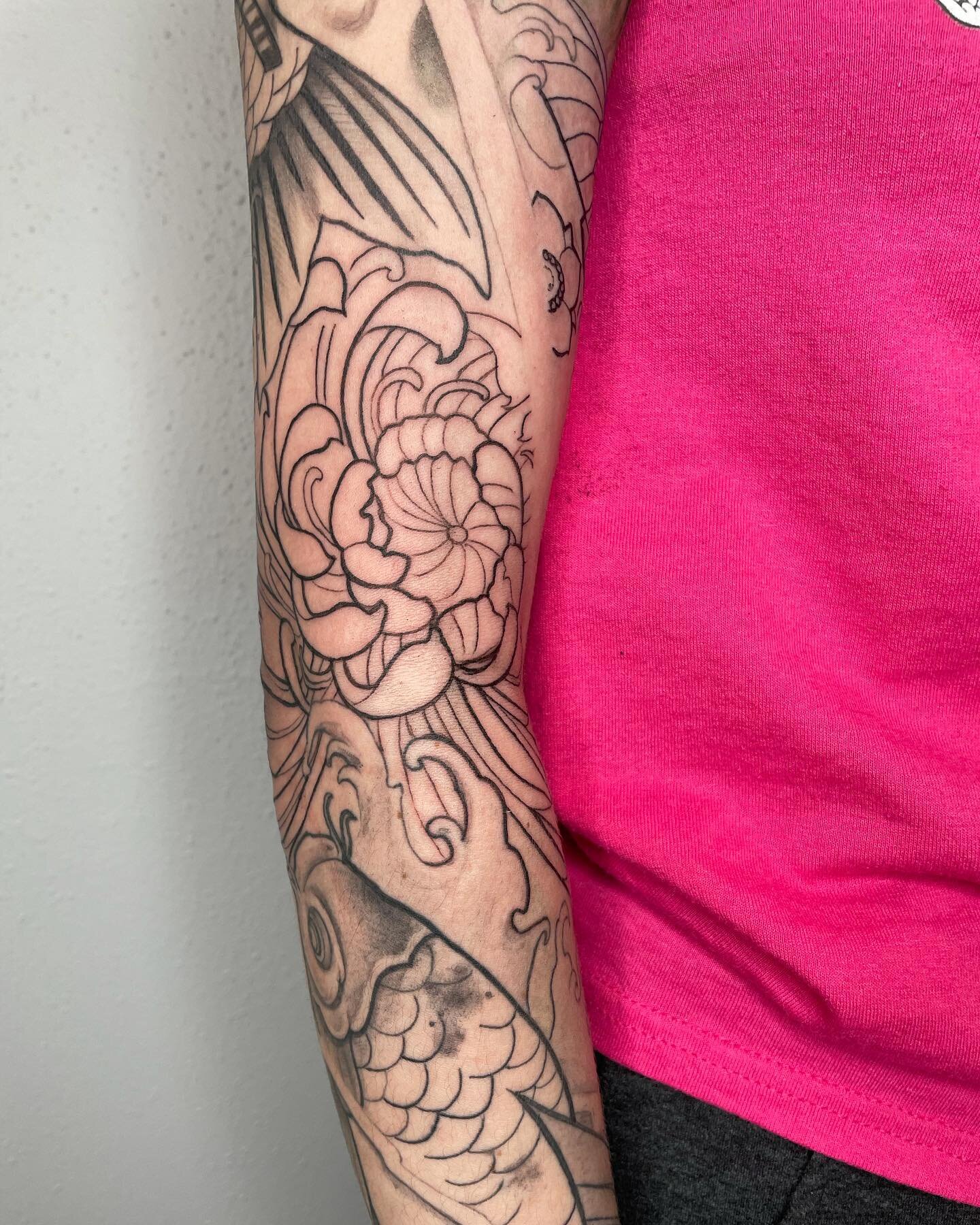 Nearing the end of this sleeve #japanese #chrysanthemum #tattoo #tattooinprogress #artist #racine #milwaukee