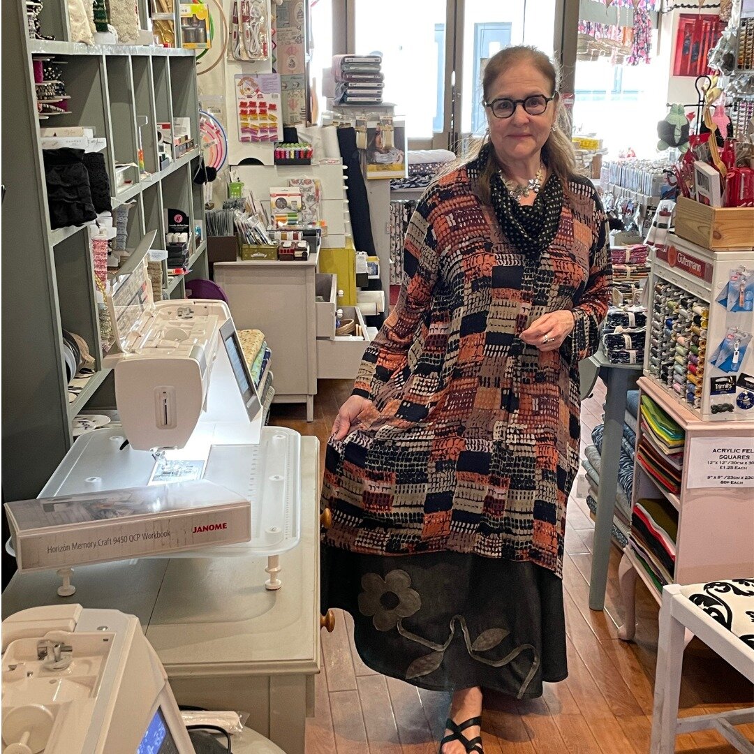 Sew? team your favourite top with a handmade denim skirt. Lots of lovely denim in store &amp; glorious trims &amp; threads to be creative with. Open tomorrow 10-2
#denim #denimskirt #handmade #creativestitching