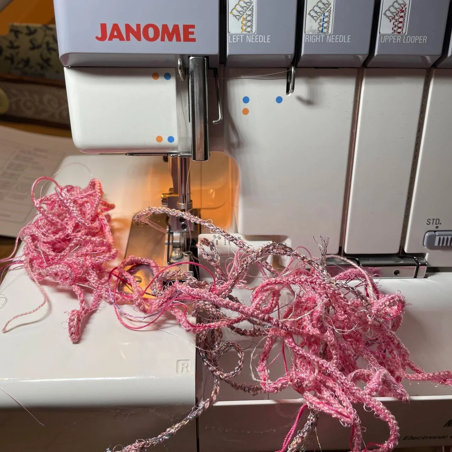 Sew? What better way to spend a rainy afternoon than sitting at a Janome overlocker &amp; creating large thread chains, some wired. Keep an eye out for these threads in use. There are several Janome overlockers on offer for the Autumn
Open Mondays 10