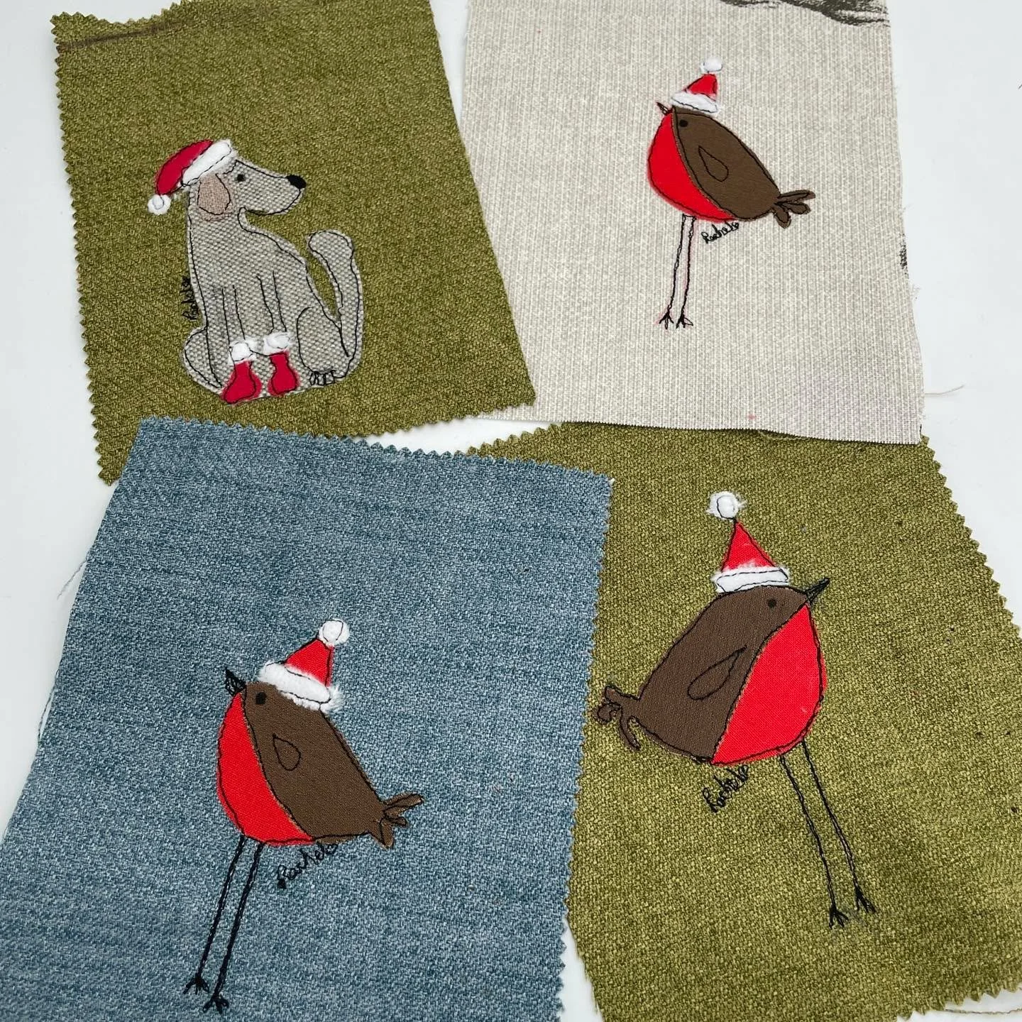 Sew? Rachel has several families of Robins ready to flee the nest this Christmas. Just a few pictured here.
Sadly there are none left in the shop but fabrics &amp; supplies are available to make your own 

https://www.rachelstextilesstudio.com/openin