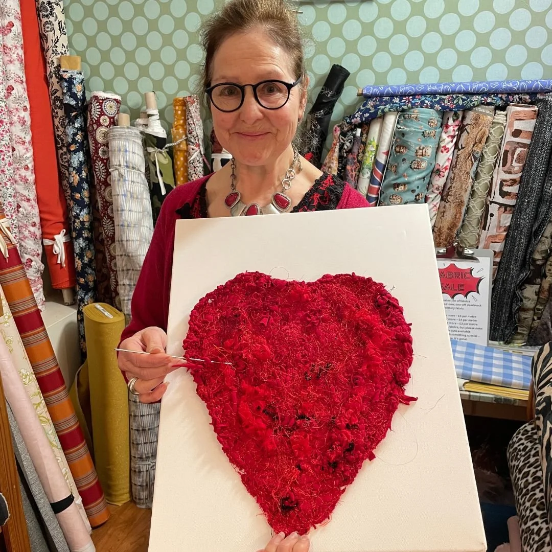 Stitching with love 
Rachel has tried to finish her creative heart in time for Valentines but it was not to be
She is hoping to get it finished &amp; professionally framed soon &amp; will then try &amp; chart the process of making so that you can see