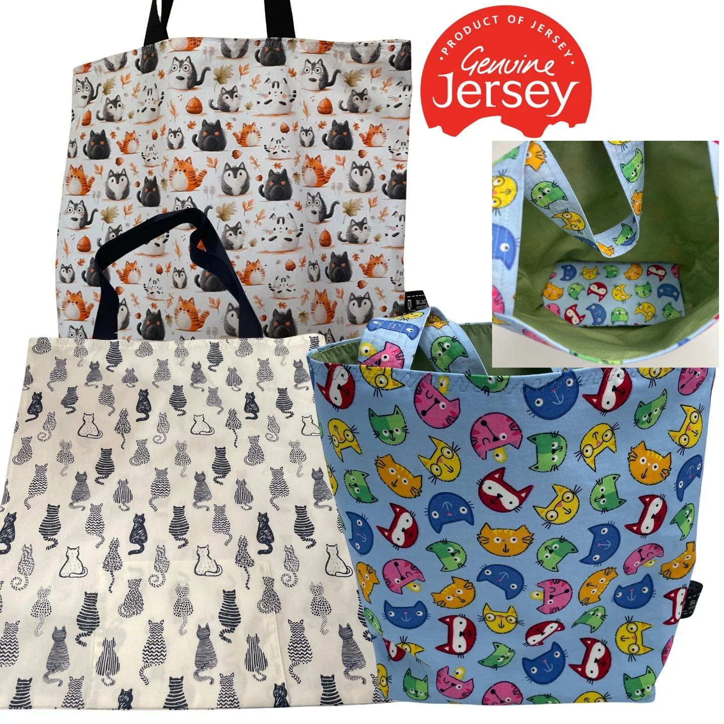 Rachel has got a bit sidetracked with bag making,  particularly with foldaway bags.
Fabulous cat fabrics are taking centre stage 

The bottom-left bag only hit the shop floor this morning and was snapped up within the hour
Pop in to browse Rachel&rsq