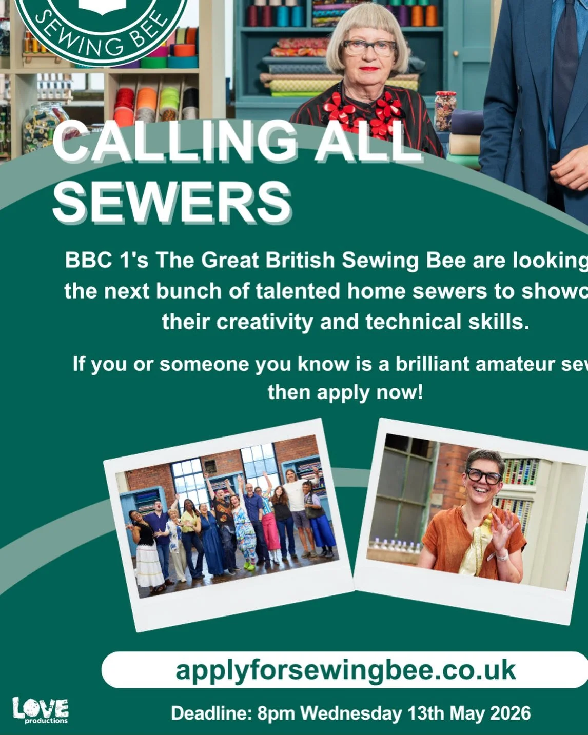 🧵 Sew&hellip; the shop may be closed on Wednesdays, but your creativity doesn&rsquo;t have to be
Why not use the day to dream up your next project, or even take the leap and apply for The Great British Sewing Bee? ✂️✨

Then pop in on Thursday to sto