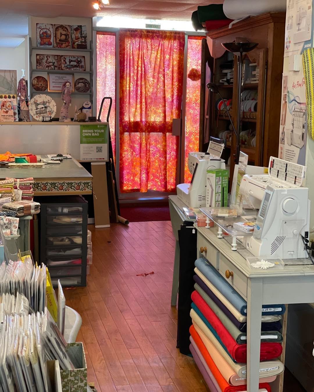Sew?

The back door of the shop has been looking a little dark and sad of late, so a little bit of batik is helping to cheer it up. 

Pop in for a peek, or to treat yourself to some beautiful batik fabric. There are plenty of other sewing temptations