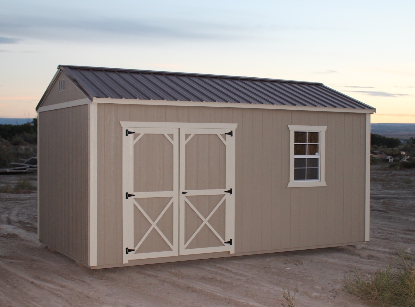 Painted utility shed