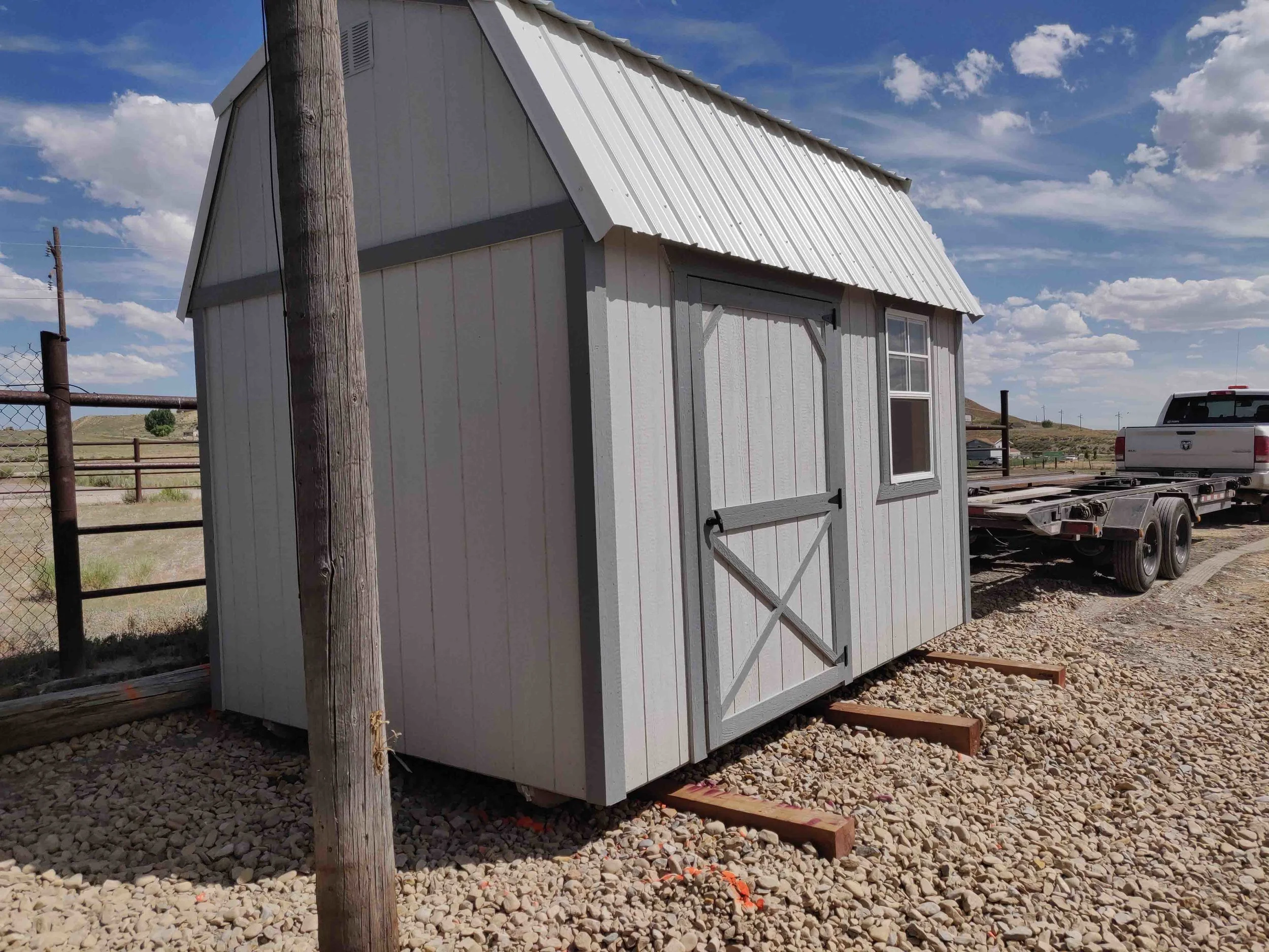 Side Lofted Barn Being Delivered