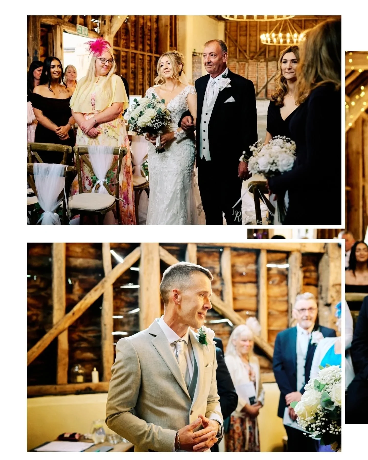 When you say "I do" beneath the fairy lights in the dreamy barn at Lodge Farm 🥰