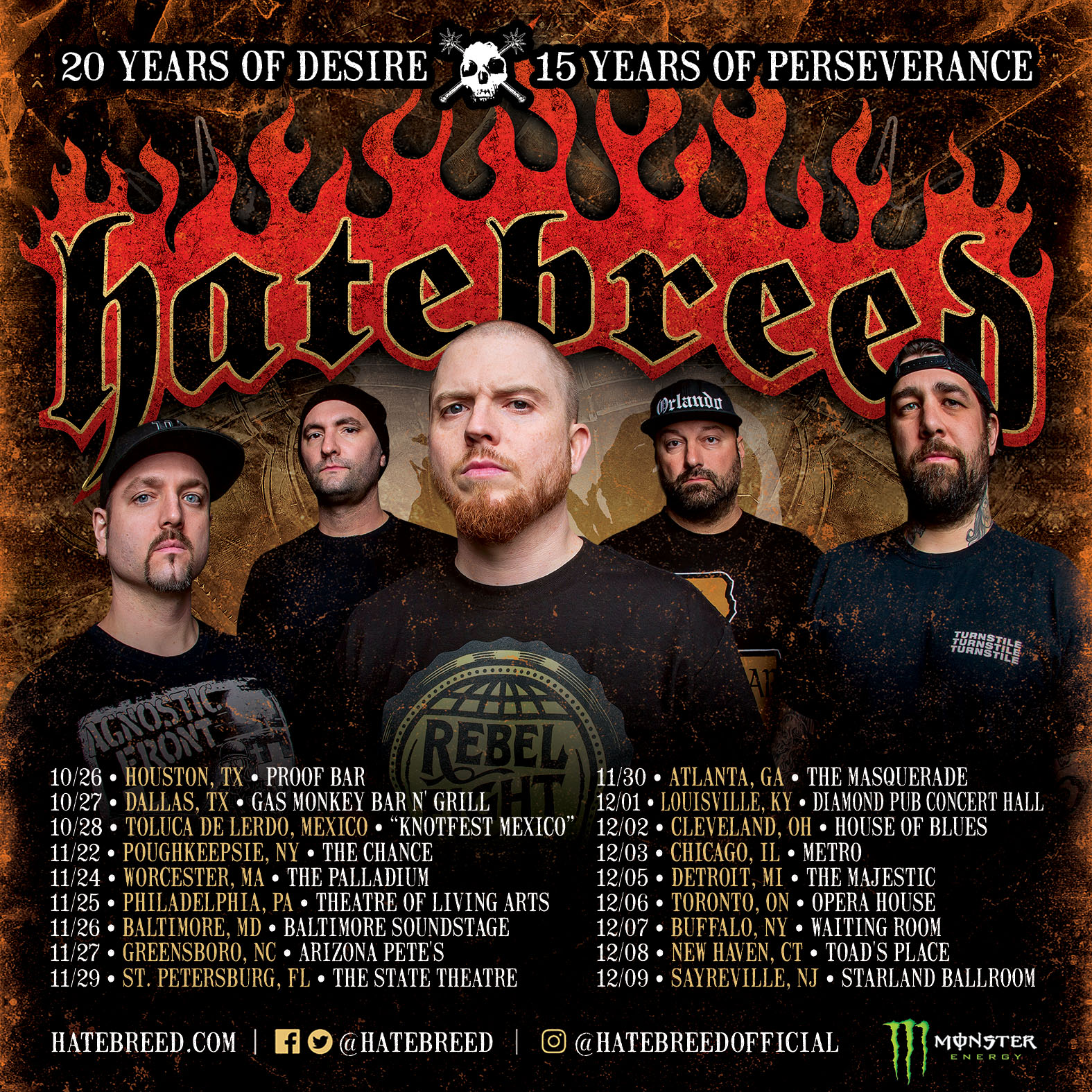 HATEBREED ARE CELEBRATING 20 YEARS OF "DESIRE" AND 15 YEARS OF "PERSEVERANCE" WITH FALL HEADLINE TOUR