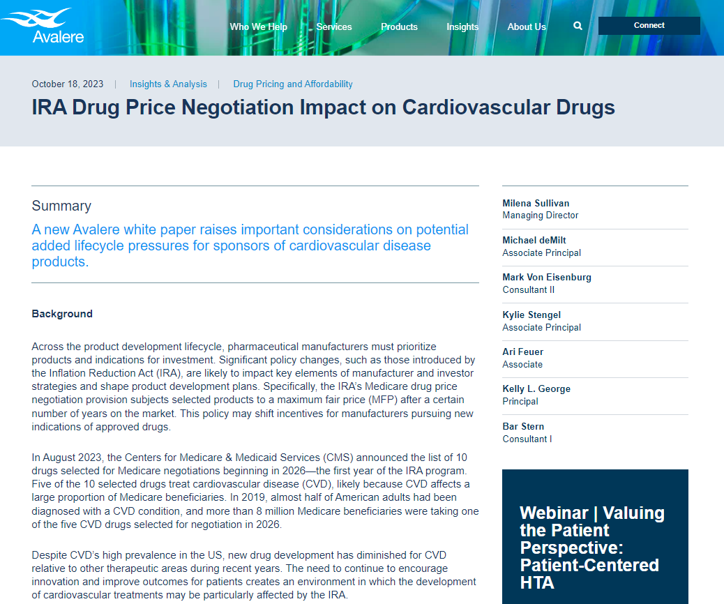 IRA Drug Price Negotiation Impact on Cardiovascular Drugs