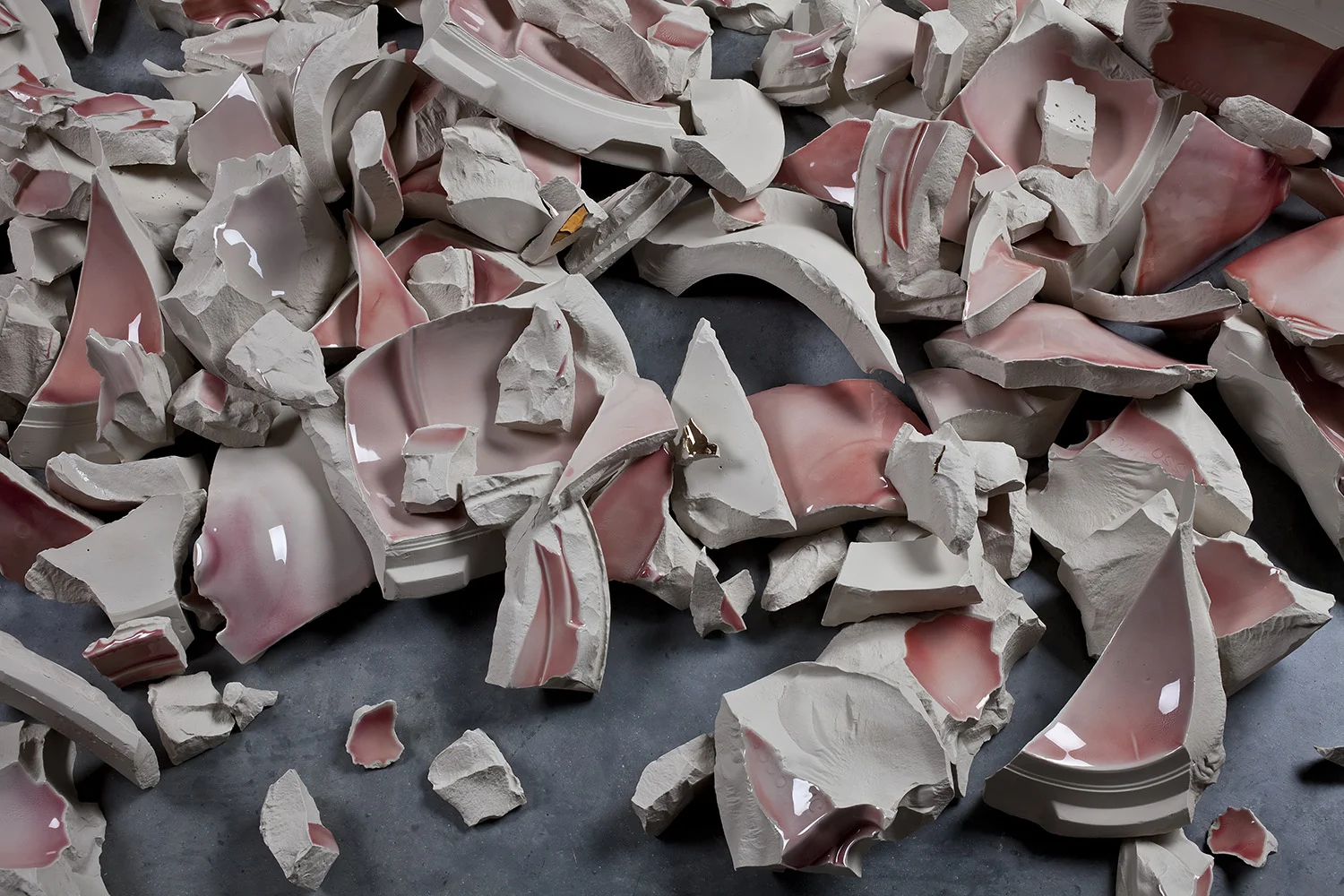 2011 installation over 350 pieces of slipcast vitreous ceramics with glaze