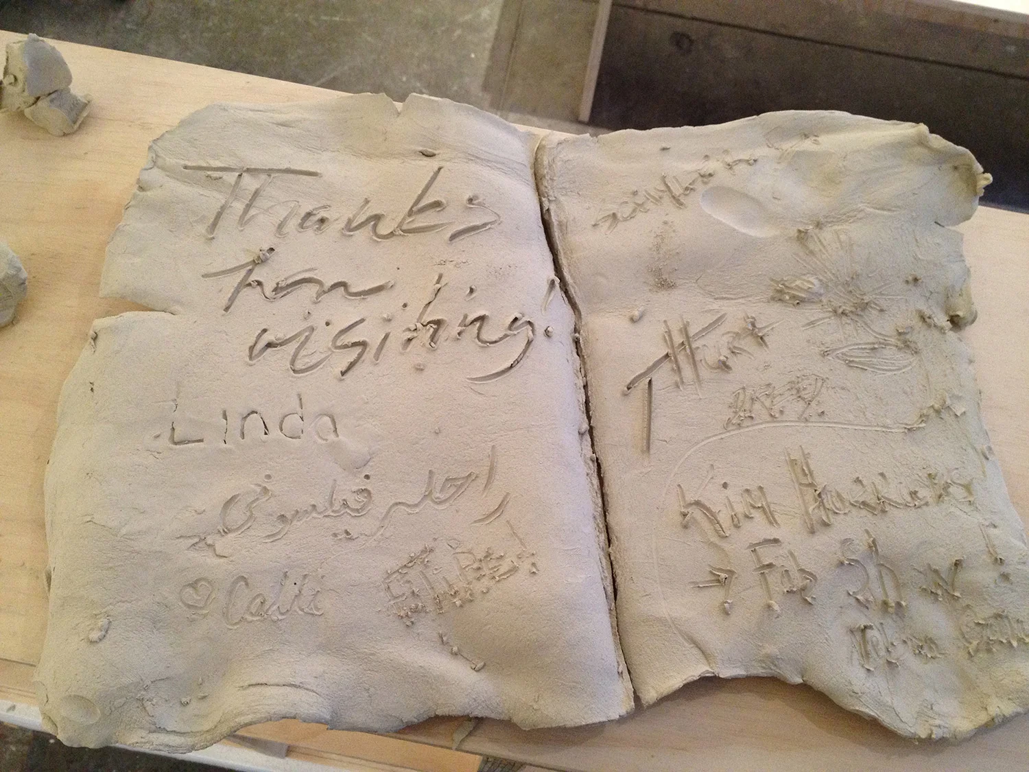 open for construction (clay guest book)