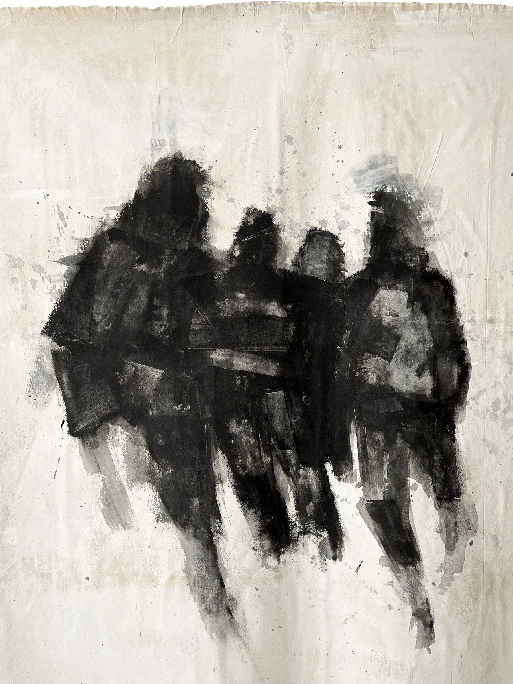 They Move Towards The Sound Acrylic and gesso on canvas 152cm x 188cm 2025