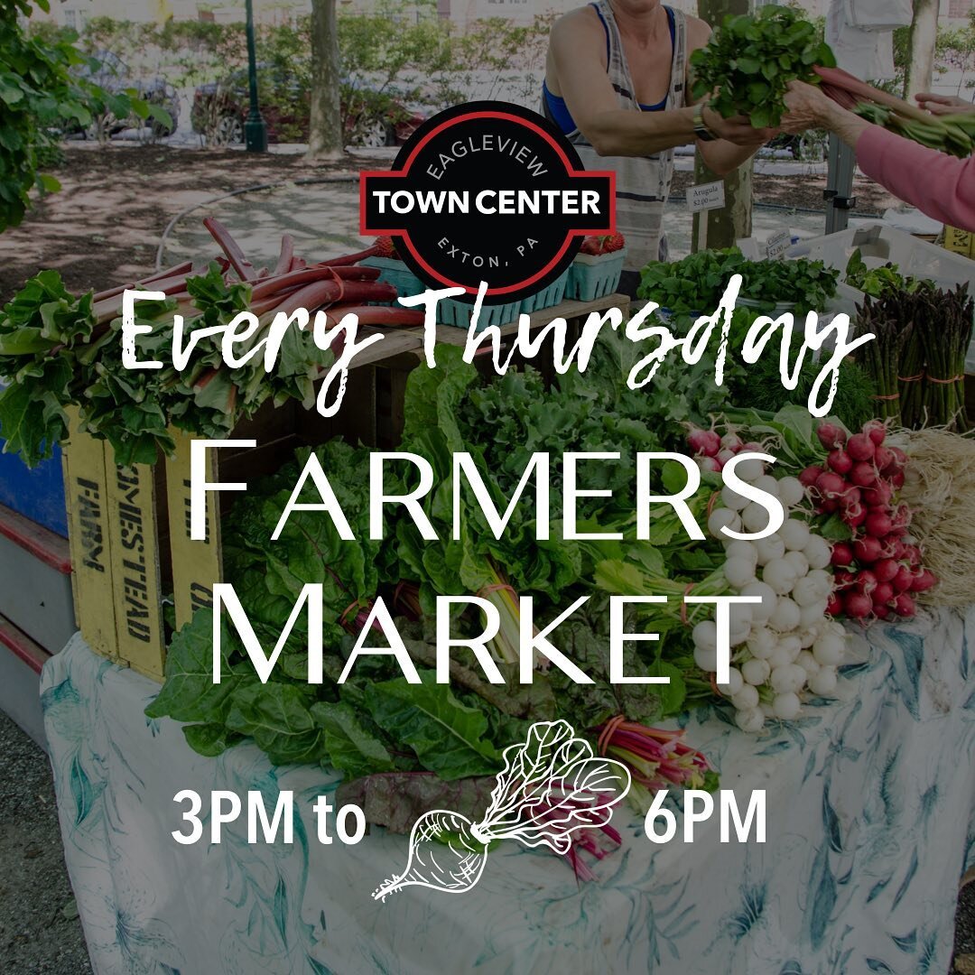 Today is the perfect day to browse &amp; shop through our farmers market 🍅🥦🧀

Support local agriculture and visit Eagleview Town Center every Thursday from 3-6pm for our weekly farmers market 🛍 

For a full list of vendors each week, follow @grow