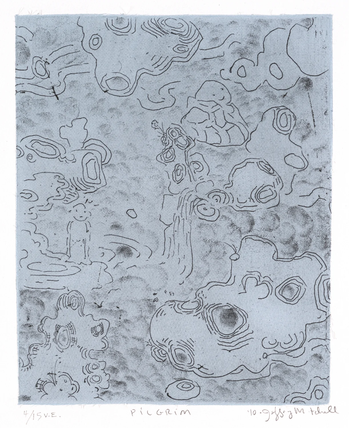 Pilgrim 2010 Soft ground & silk chine collé Image: 10” x 8” Sheet: 14.75” x 12” Edition 15 varied