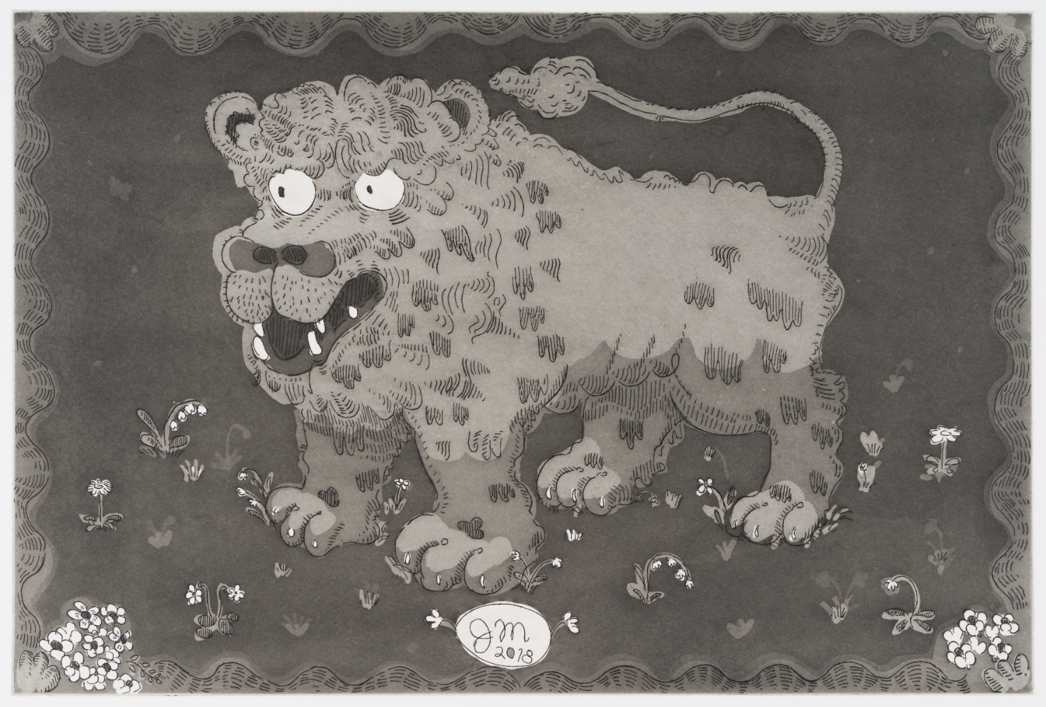 Blake’s Lion 2018 Hard ground & aquatint Image: 11" x 18" Sheet: 15” x 22” Edition 10