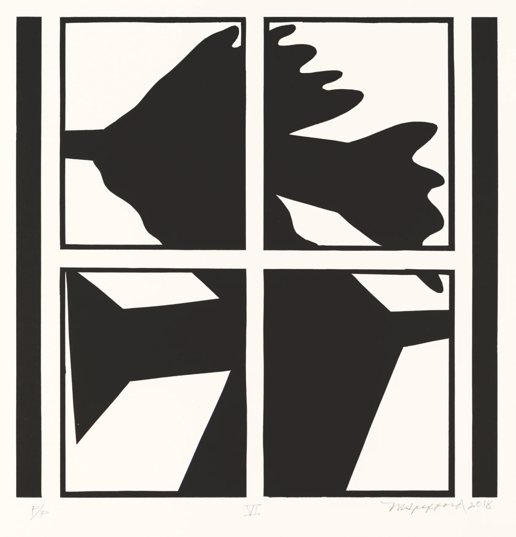 Thirteen Ways of Looking at a Blackbird V 2018 Woodcut Image: 15" x 15" Sheet: 26” x 19.5” Edition 10