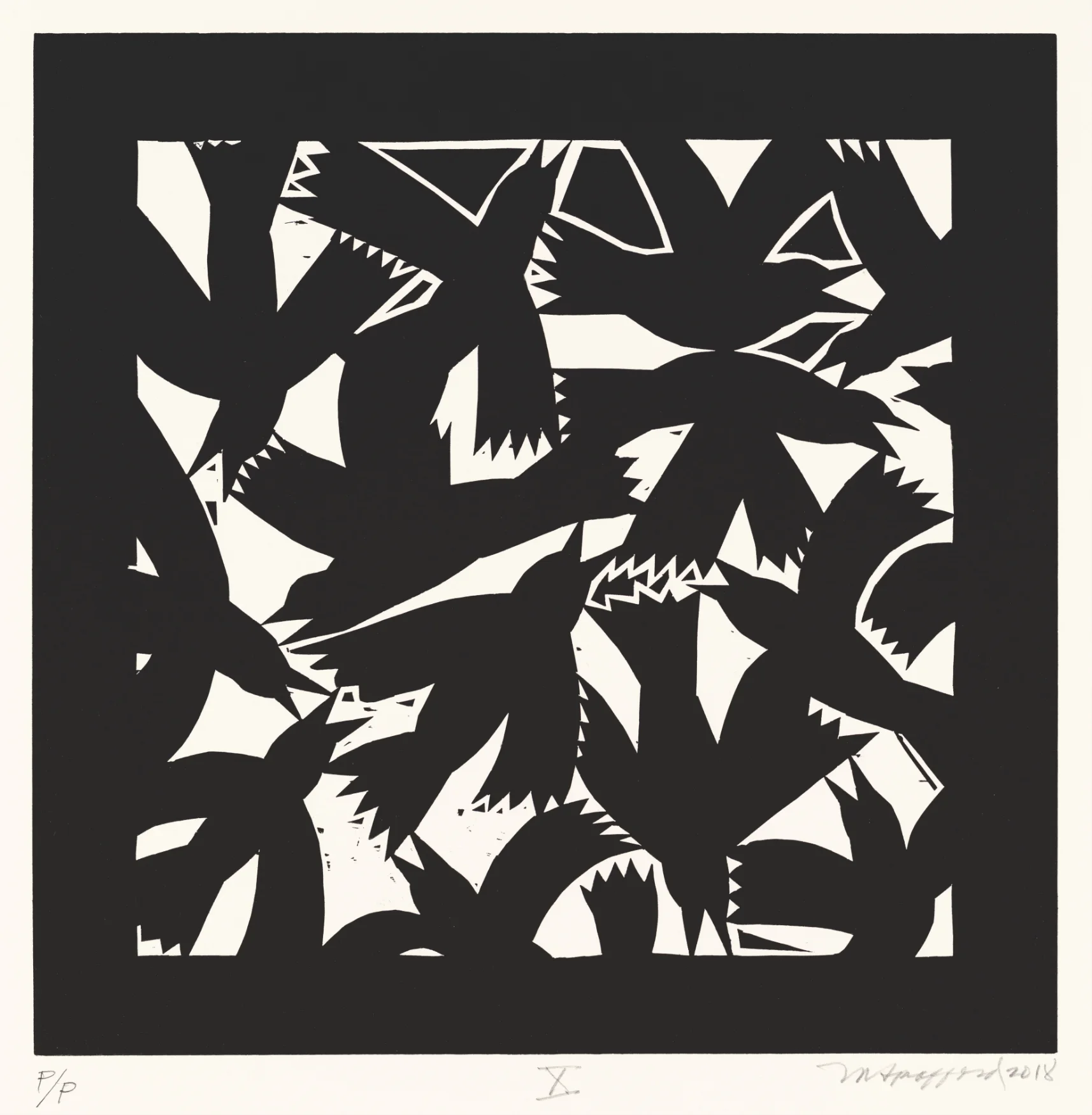 Thirteen Ways of Looking at a Blackbird X 2018 Woodcut Image: 15" x 15" Sheet: 26” x 19.5” Edition 10