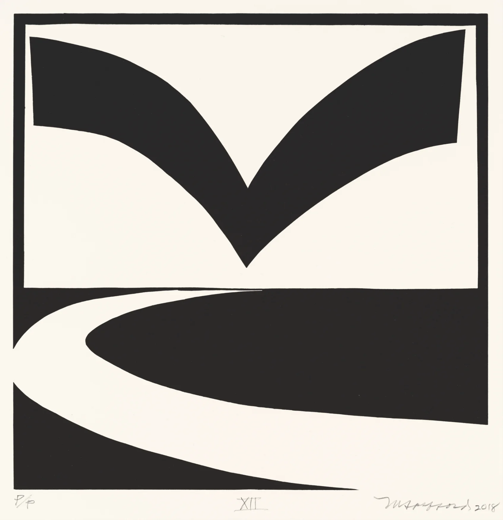Thirteen Ways of Looking at a Blackbird XII 2018 Woodcut Image: 15" x 15" Sheet: 26” x 19.5” Edition 10