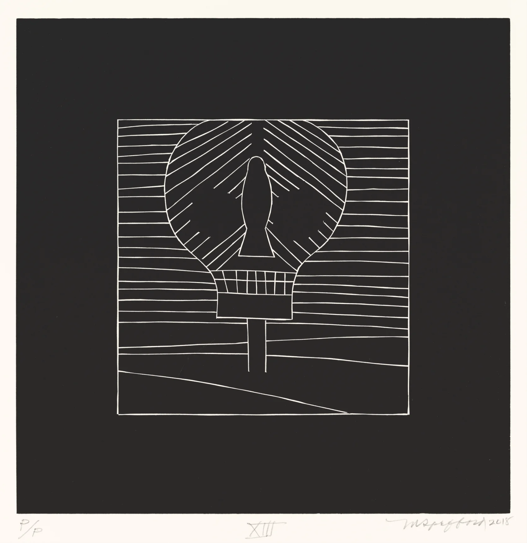 Thirteen Ways of Looking at a Blackbird XIII 2018 Woodcut Image: 15" x 15" Sheet: 26” x 19.5” Edition 10