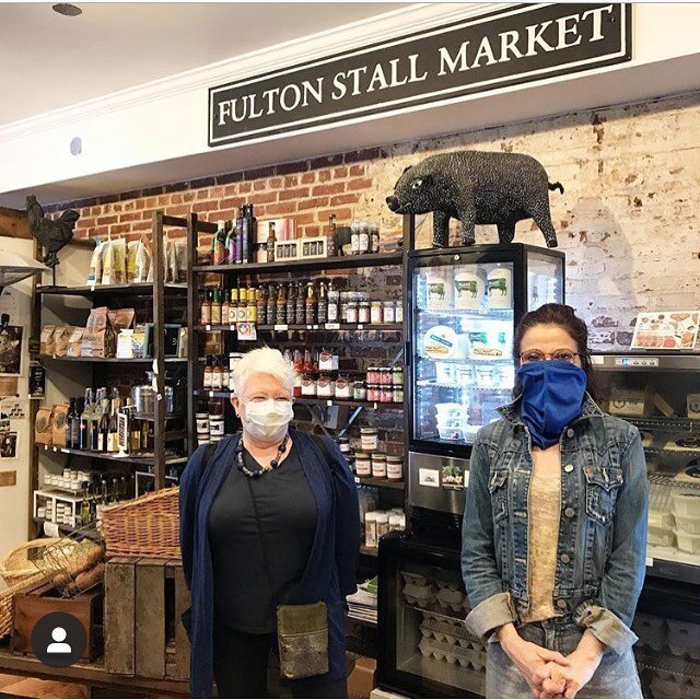 Here&rsquo;s our awesome Beth and Lisa rockin&rsquo; the safety essentials! 
#repost @newyorkmakers New friends @fultonstallmarket ❤️ You will be able to shop for our Silda&rsquo;s Blaspberry and Gingerbread Peach Jam here beginning next week!