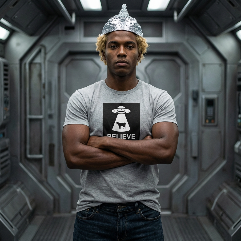 Cow Abduction Believe T-Shirt | UFO Alien Tractor Beam Tee