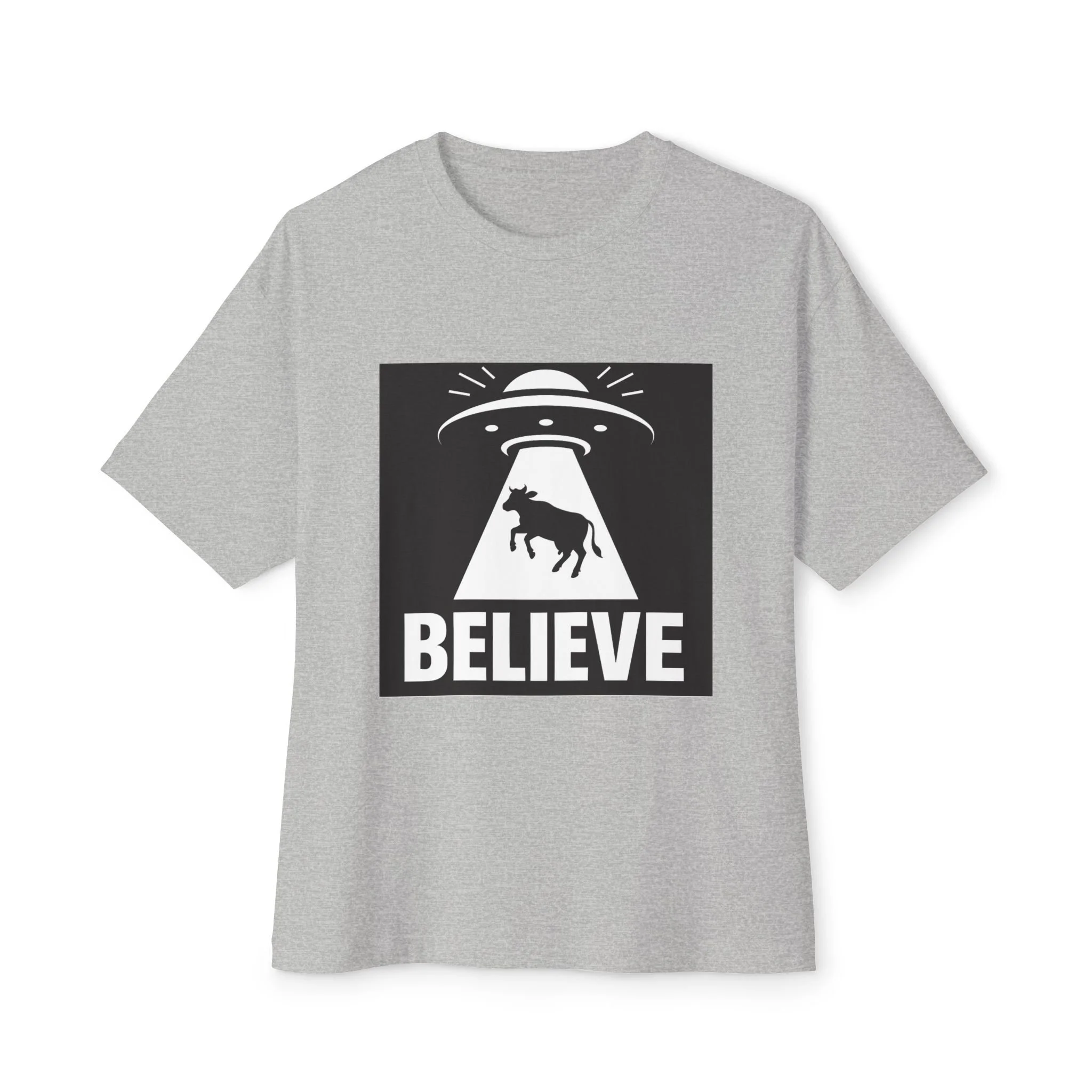 Cow Abduction Believe T-Shirt | UFO Alien Tractor Beam Tee