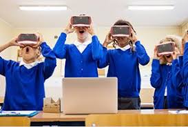 Kids trying Google Expedition Kit