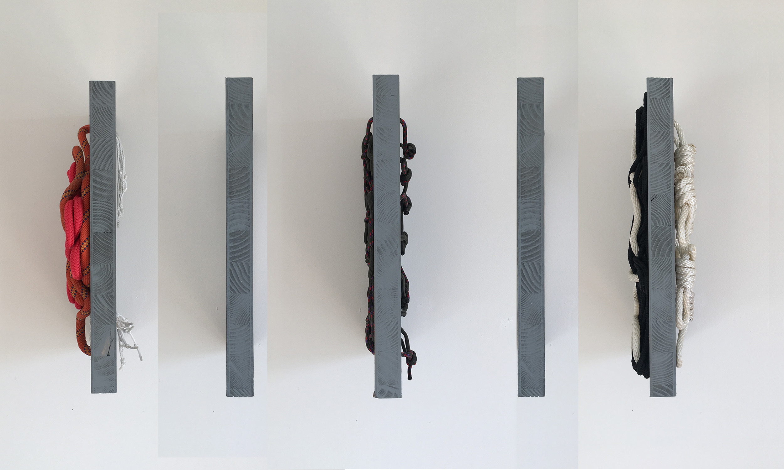 MATERIAL AS TECHNOLOGY / SYSTEMIC TOOL, rope and ink on painted MDF, 2016