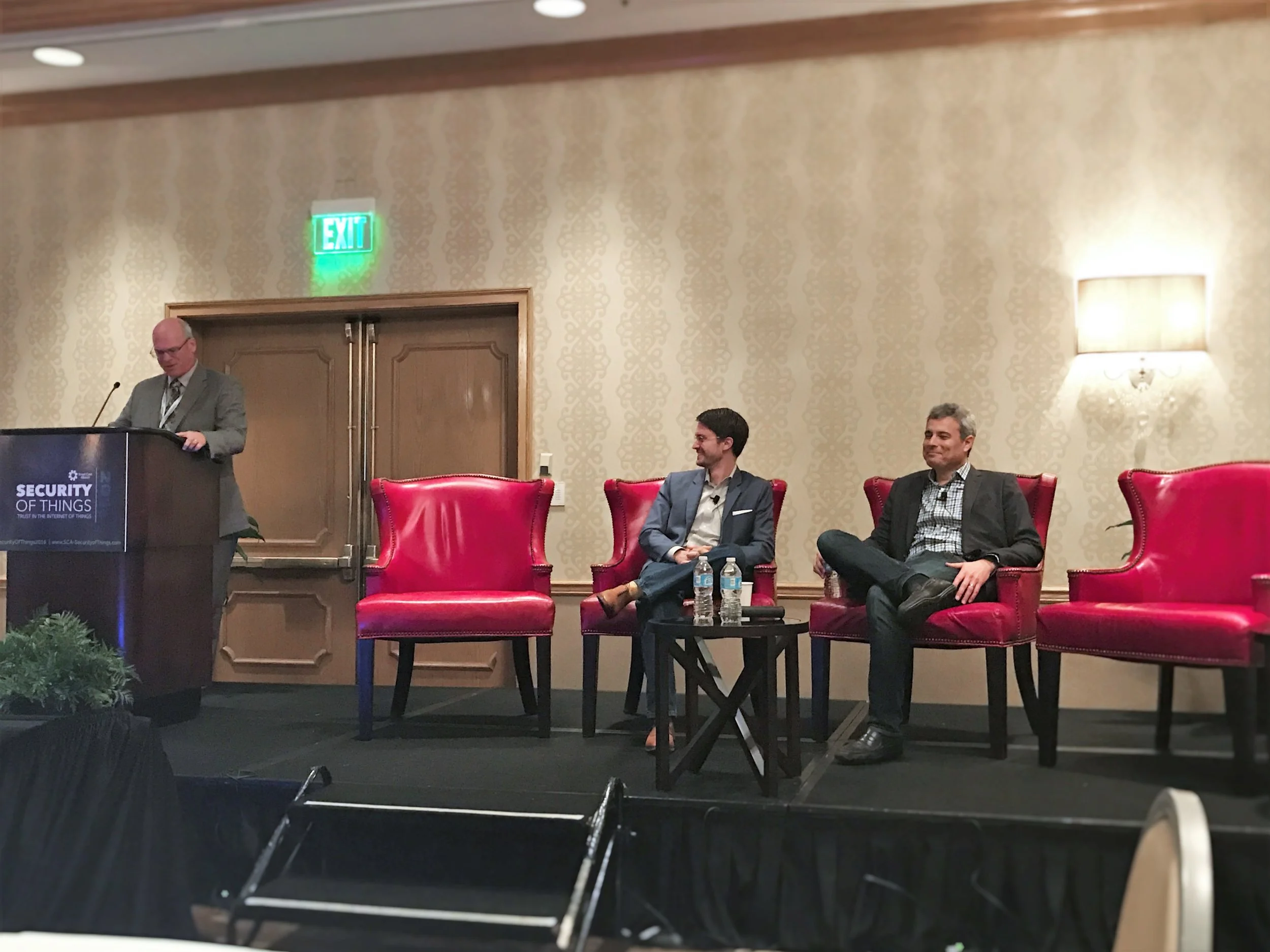 Randy Vanderhoof, Smart Card Alliance, with panelists Nathaniel Gleicher, Illumio, and Christopher Caen, ReadWrite