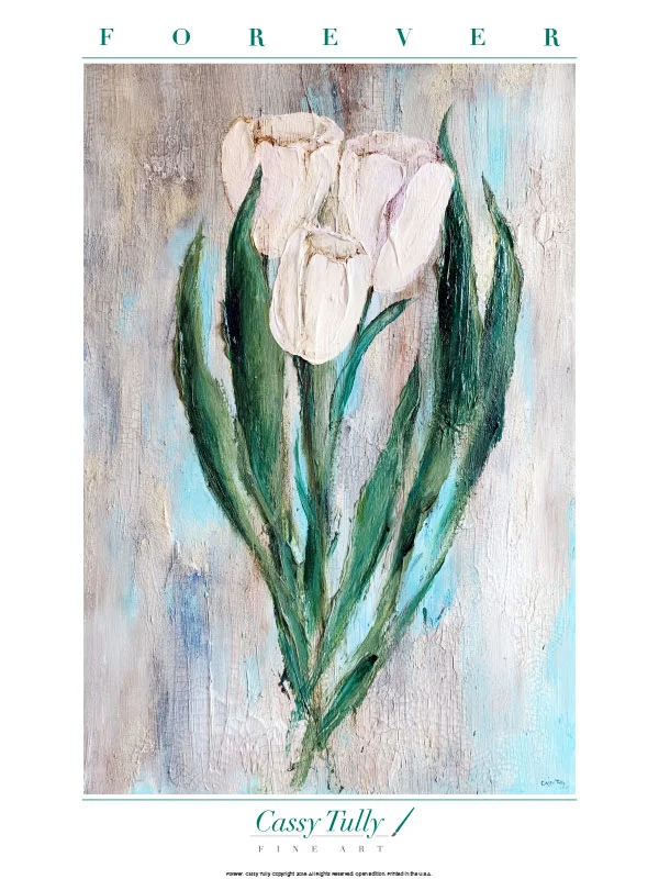 Forever white tulips Cassy Tully garden art tulip print