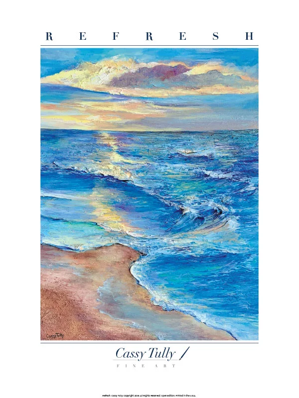beach sunrise Painting Cassy Tully Refresh blue coastal ocean art print