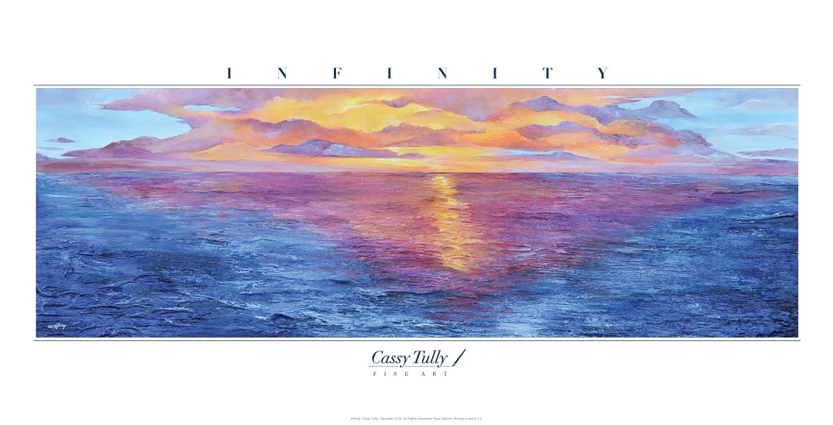 beach sunset Painting Cassy Tully Infinity panoramic colorful coastal ocean art print