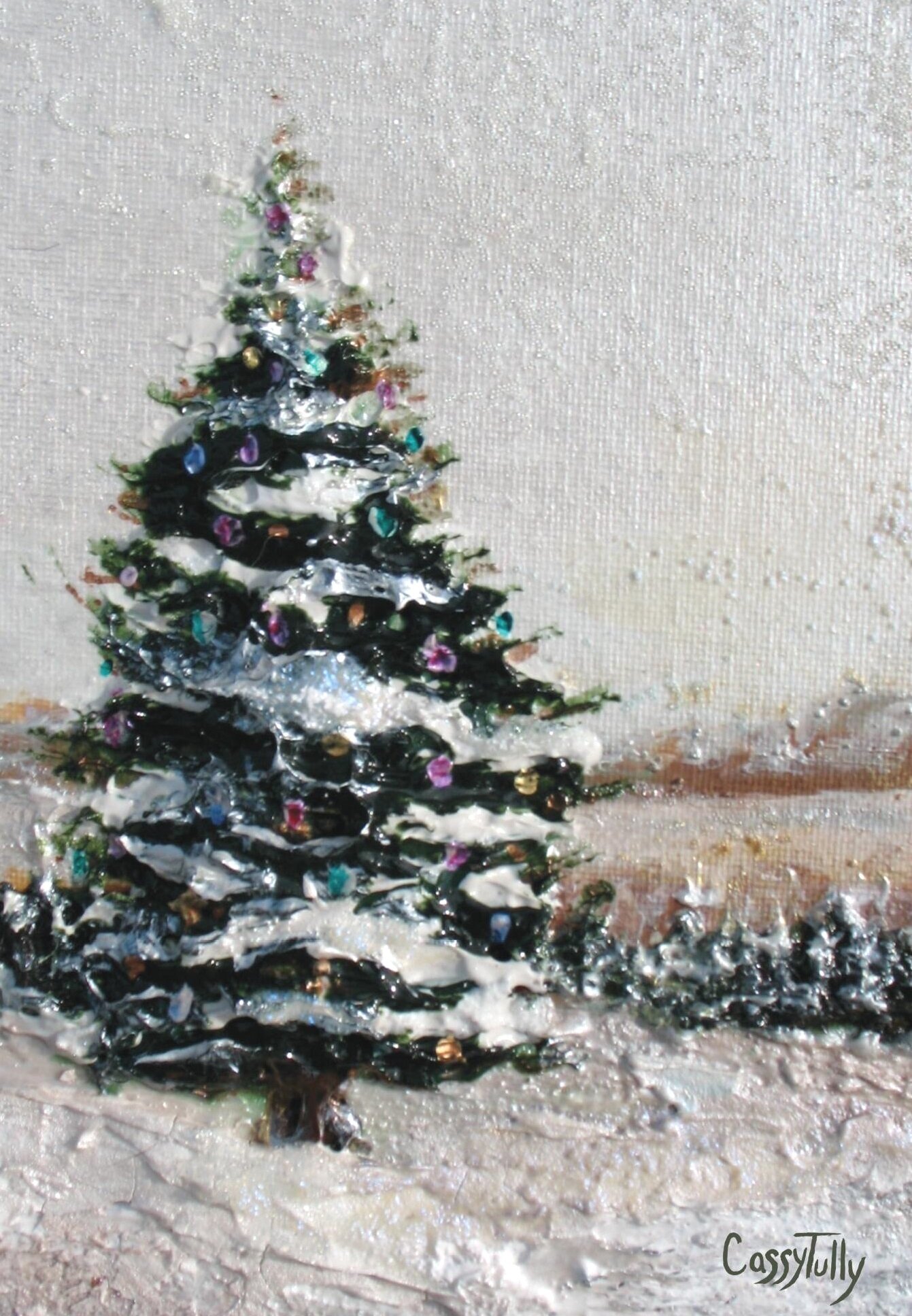 Cassy Tully Traditions Christmas Tree Note Card - Holiday Evergreen Art Greeting Cards