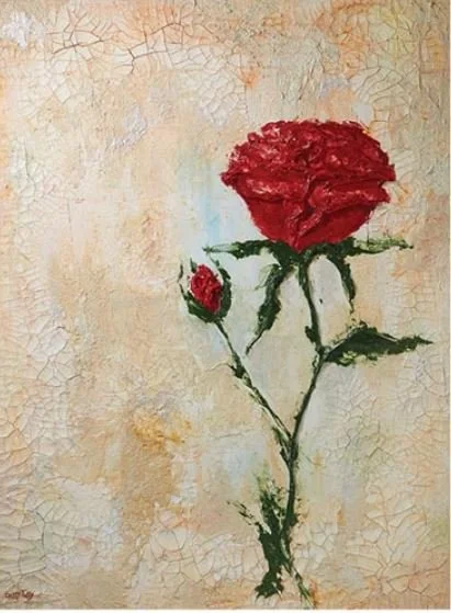 bloom red rose Cassy Tully garden art canvas flower print