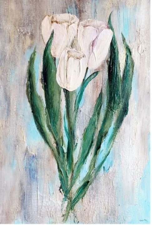 Forever white tulips Cassy Tully garden art tulip canvas print