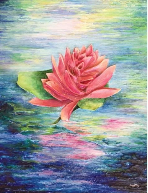 pink lotus flower Cassy Tully garden art harmony canvas print