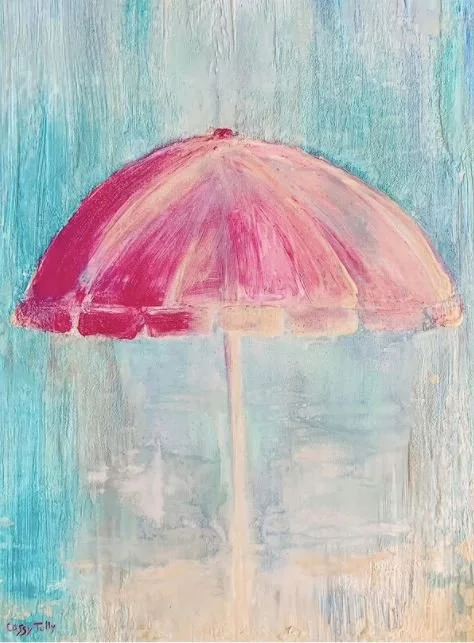 beach umbrella awaken Cassy Tully garden art canvas print