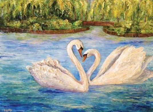 True Love white swans Cassy Tully print