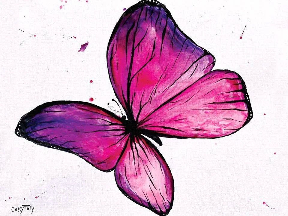 Butterfly Canvas Print Cassy Tully Inspirational Pink Garden Art