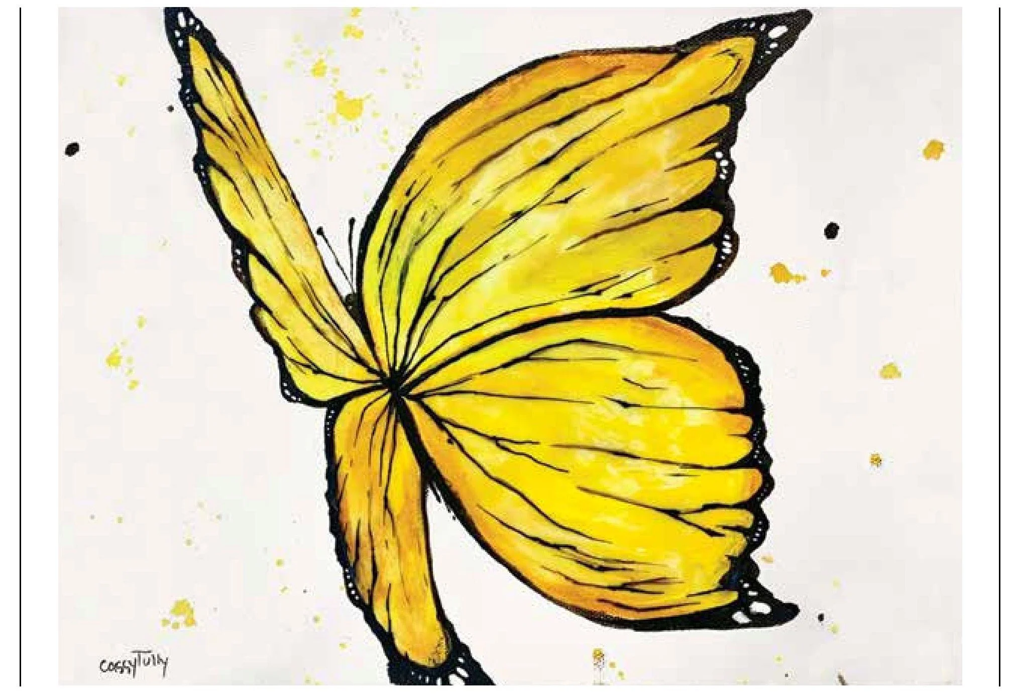 Cassy Tully Butterfly Note Card Yellow