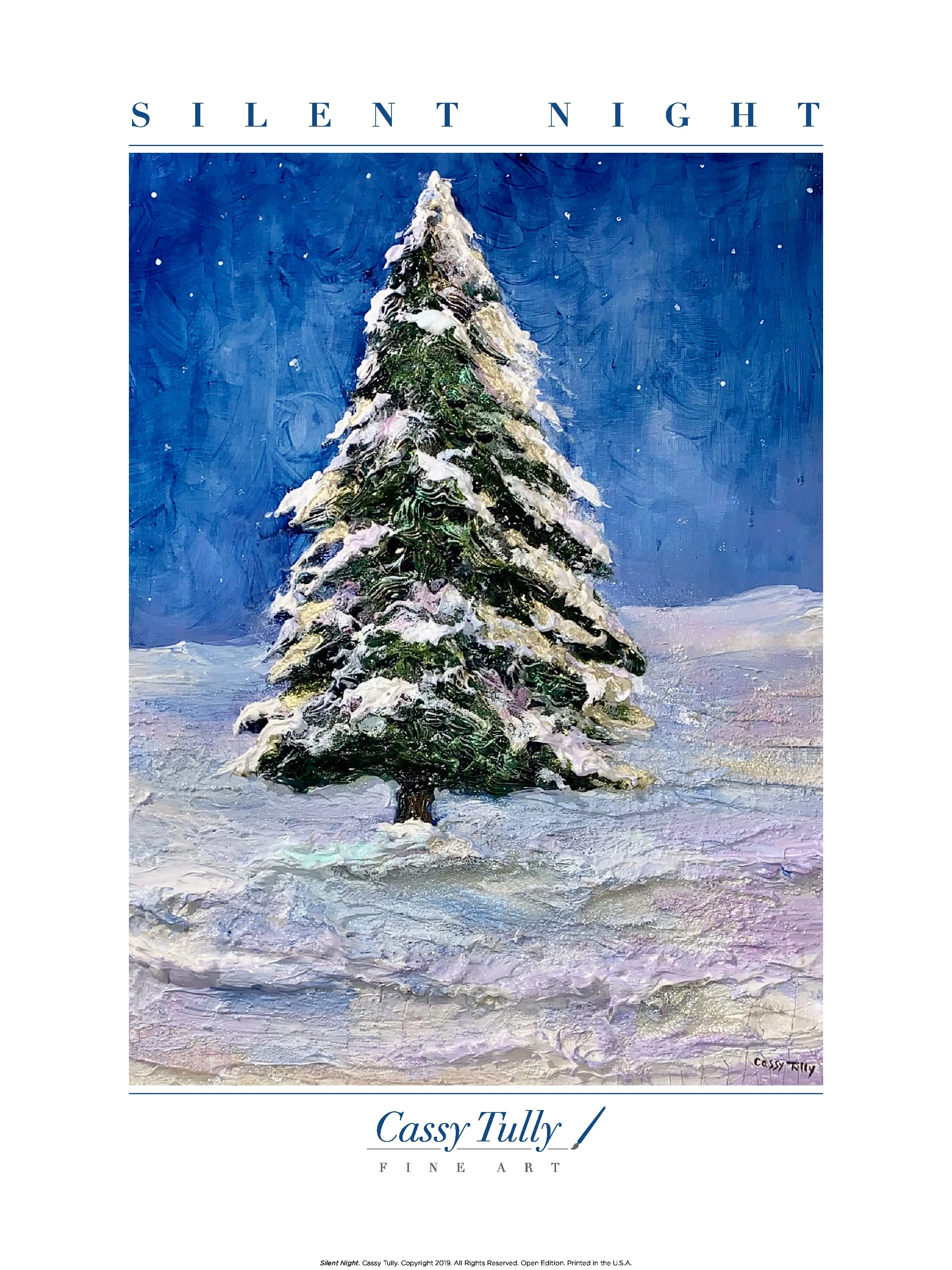 Silent Night christmas tree evergreen Cassy Tully holiday artwork