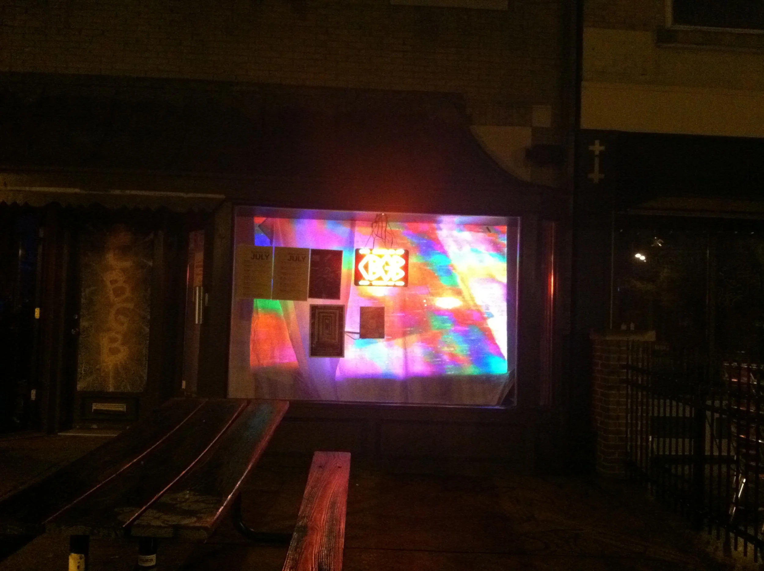  Live visuals for Pony Farm and Buffalo Sex Change. Projections were shown through the window and seen from the street.&nbsp;  CBGB //&nbsp;St. Louis MO //&nbsp;July 2015 