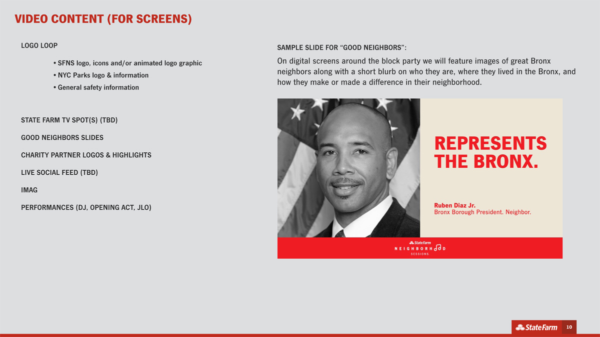 Sample images from Keynote decks I have made for production company pitches or executed live events. 