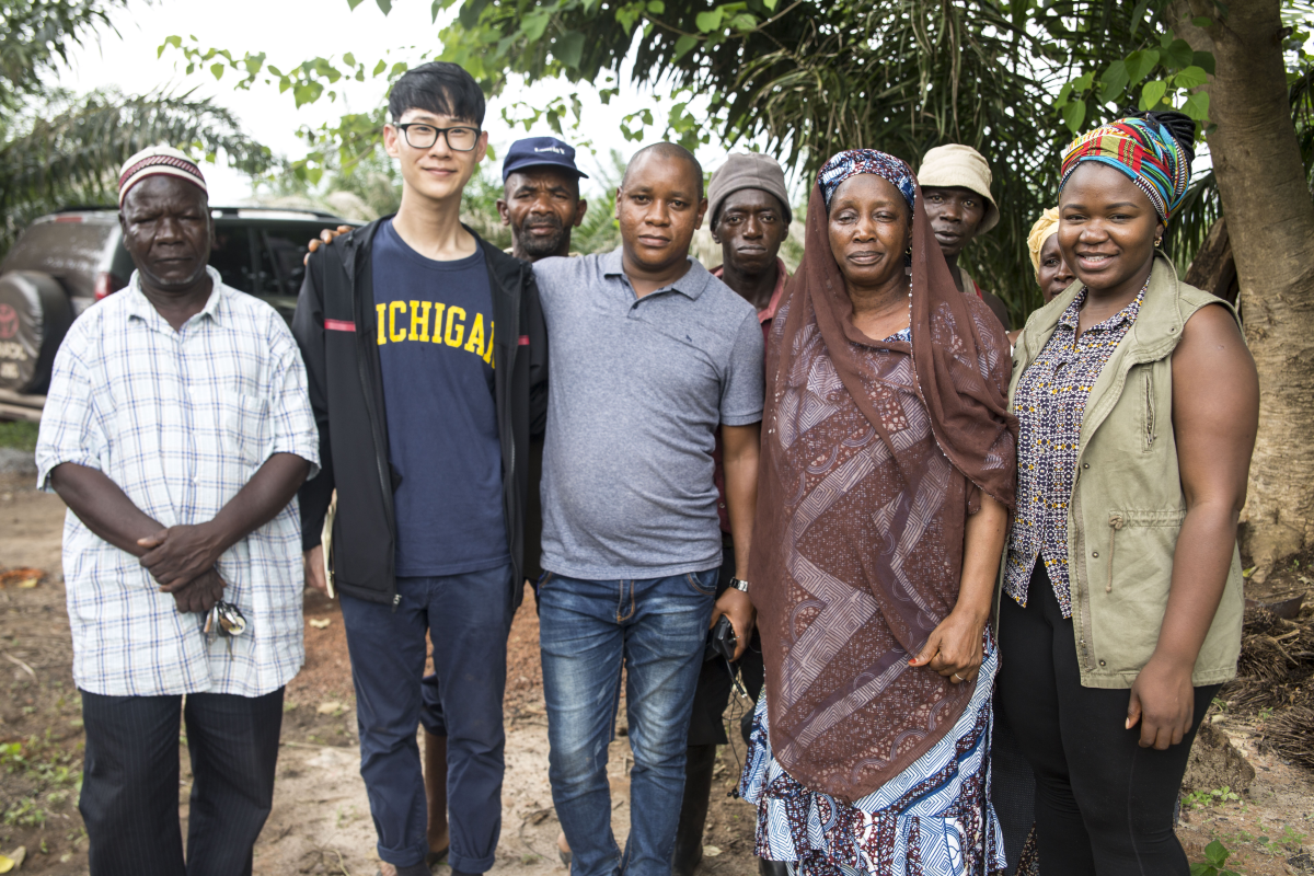 Kindia, Guinea . Some DTI team members and entrepreneurs pictured here. The woman second from the right is Madame Fataye. She is a woman entrepreneur in the male-dominated agricultural sector in Guinea. It is amazing to witness the business es (plural) she has built using few resources, including lack of financial services .