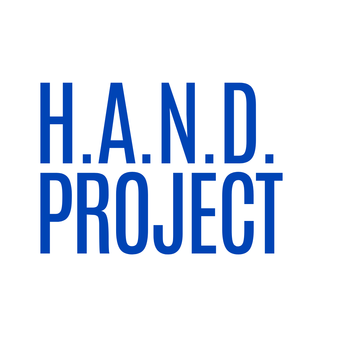 Text reading 'H.A.N.D. PROJECT' in blue on a white background.