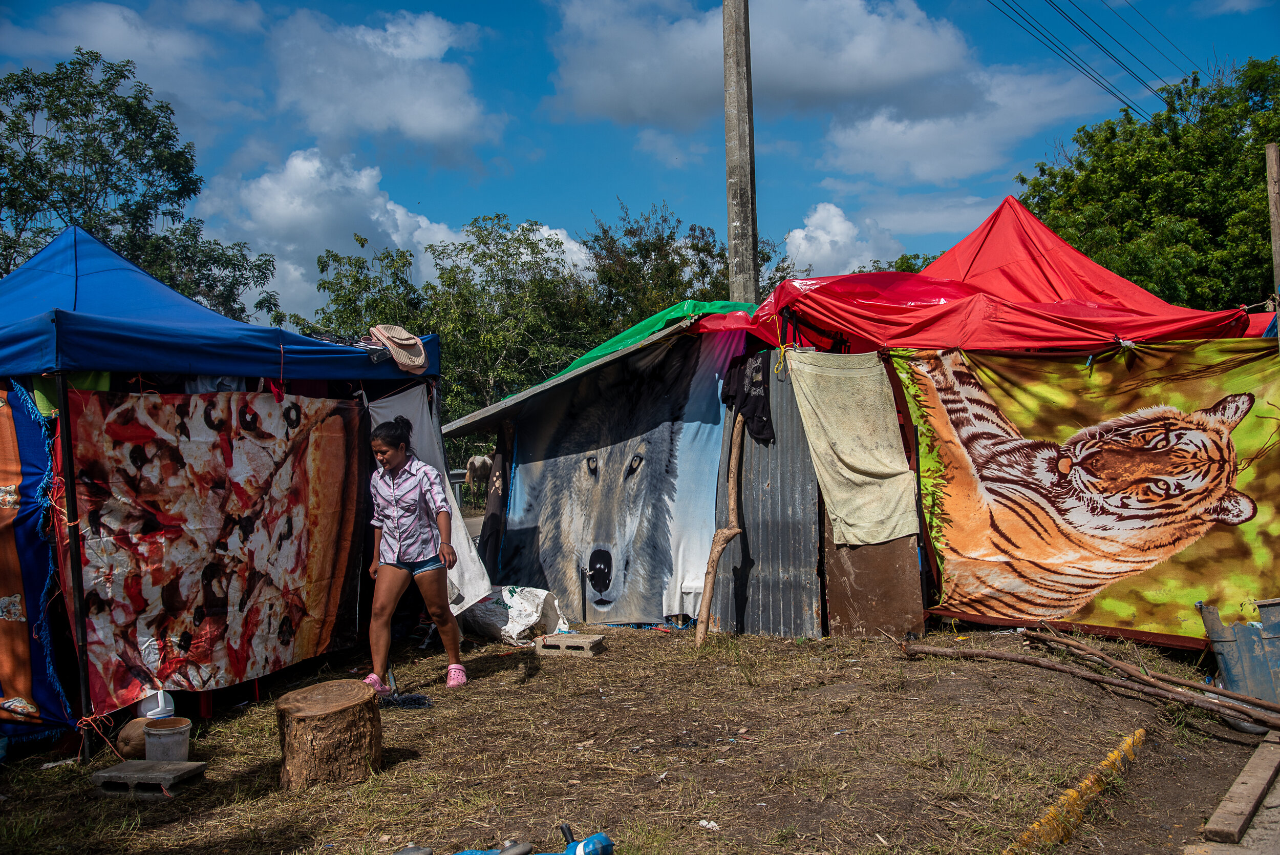  A makeshift refugee camp has taken over the median and one lane of the major highway in San Pedro Sula, Honduras, where the worst of the flooding from Huricane Eta has affected nearly 2 million people. The Honduran governemnt lacks the resources and