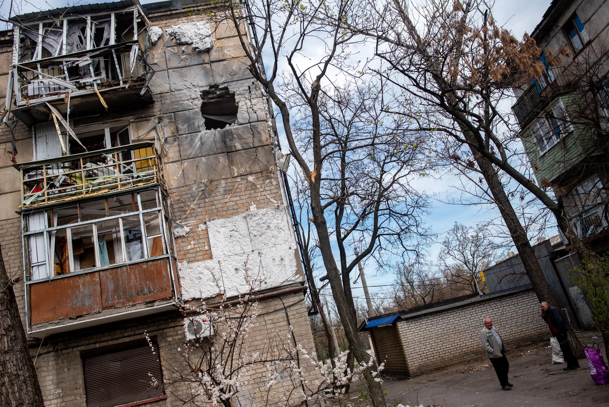  An apartment building that was hit my a Russian missile in Severodonetsk. 