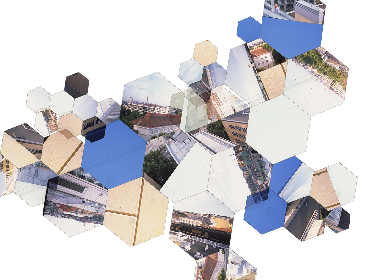 HELSINKI, FINLAND: HEXAGON DERIVATIVE 1 • TWO EDITIONS: 16”X21” & 30”x40” • TRANSPARENCY FILM COMPOSITION