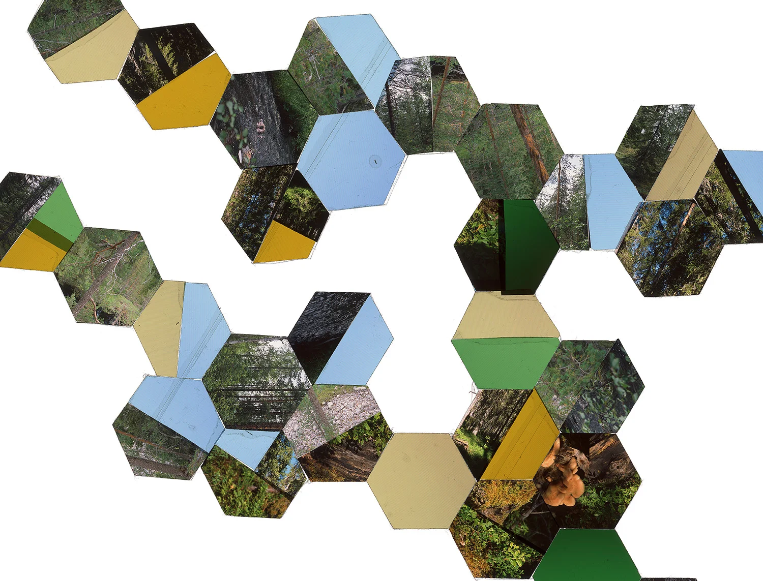 HELSINKI, FINLAND: HEXAGON DERIVATIVE 6 • TWO EDITIONS: 16”X21” & 30”x40” • TRANSPARENCY FILM COMPOSITION