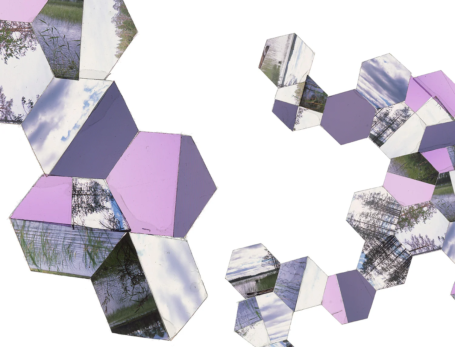 HELSINKI, FINLAND: HEXAGON DERIVATIVE 7 • TWO EDITIONS: 16”X21” & 30”x40” • TRANSPARENCY FILM COMPOSITION